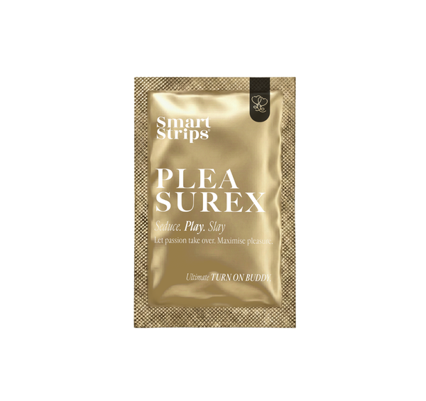 Gold packaging of Smart Strips Plea SureX on a white background