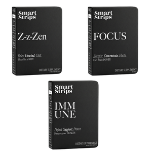 Three boxes of Smart Strips dietary supplements on a white background