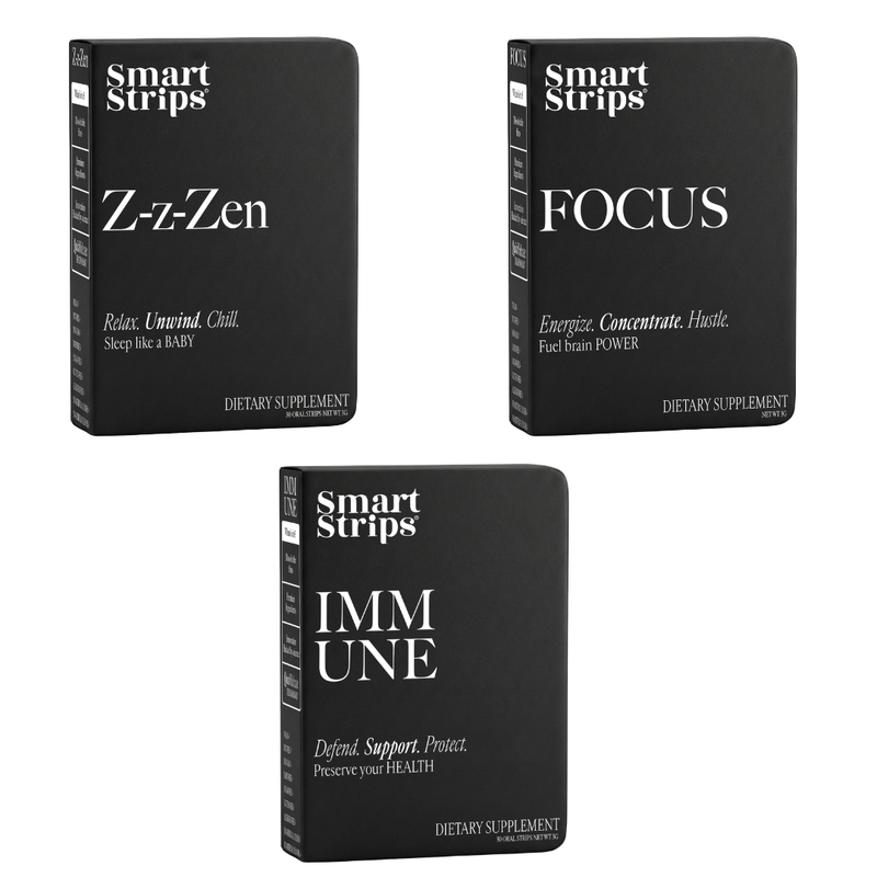 Three boxes of Smart Strips dietary supplements on a white background