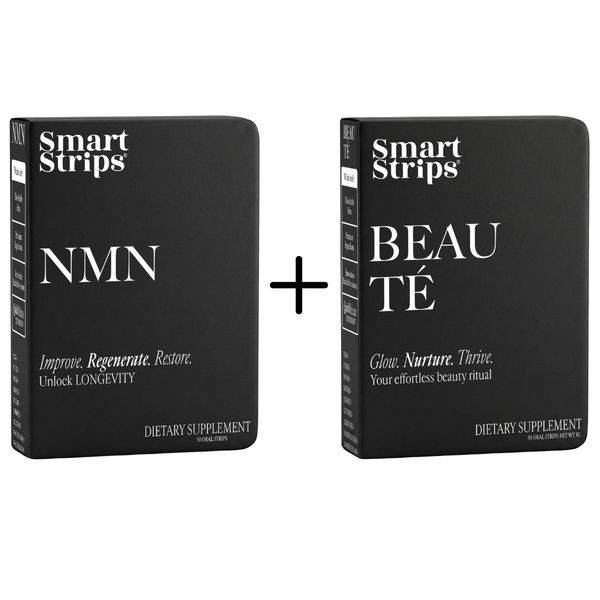 Two black boxes labeled 'Smart Strips NMN' and 'Smart Strips BEAU Té' on a white background.