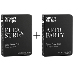 Two black boxes of Smart Strips Pleasure and After Party on a white background