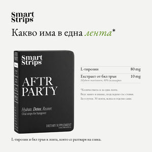 Smart Strips AFTR PARTY орални разтворими ленти, съставки в една лента