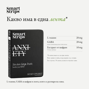 Smart Strips ANXIETY орални разтворими ленти, съставки в една лента
