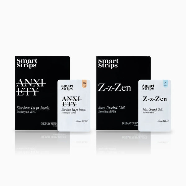 Smart Strips Day & Night Reset: ANXIETY and Z-z-Zen boxes with their sachets