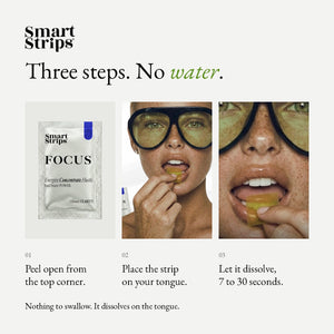 Smart Strips FOCUS oral dissolvable strips, how to use in three steps