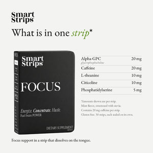 Smart Strips FOCUS oral dissolvable strips, ingredients per strip