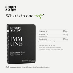 Smart Strips IMMUNE oral dissolvable strips, ingredients per strip