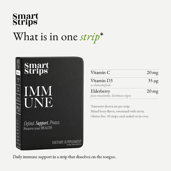 Smart Strips IMMUNE oral dissolvable strips, ingredients per strip