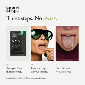 Smart Strips NMN oral dissolvable strips, how to use in three steps