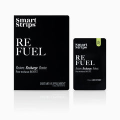 Smart Strips REFUEL oral dissolvable strips, box and single sachet