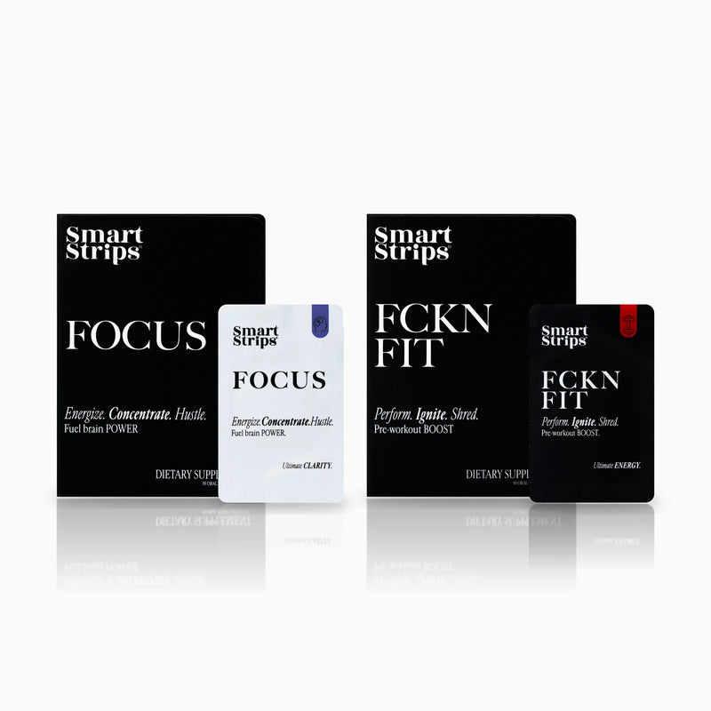 Smart Strips Work & Perform: FOCUS and FCKN FIT boxes with their sachets